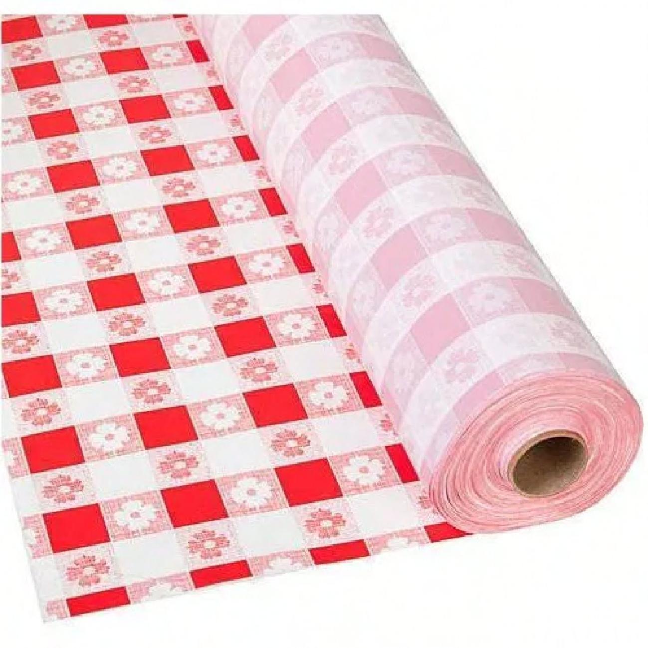 Table Cover Roll 40X3600 IN Plastic Red Gingham 1/Roll