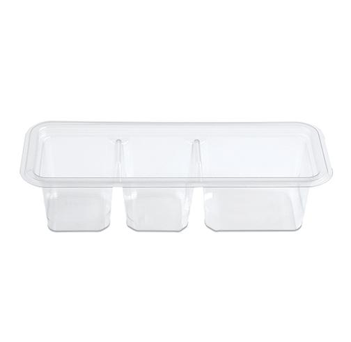 Fresh 'n Clear® Snack Cube Egg Deli Container 3 Compartment PET Clear 1056/Case