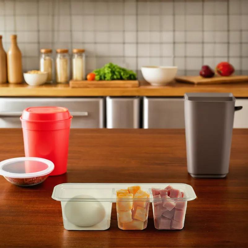 Fresh 'n Clear® Snack Cube Egg Deli Container 3 Compartment Plastic Clear 1056/Case