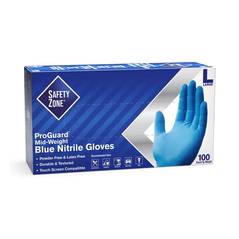 Safety Zone® Gloves XL Blue 4MIL Nitrile Rubber Disposable Powder-Free 1000/Case