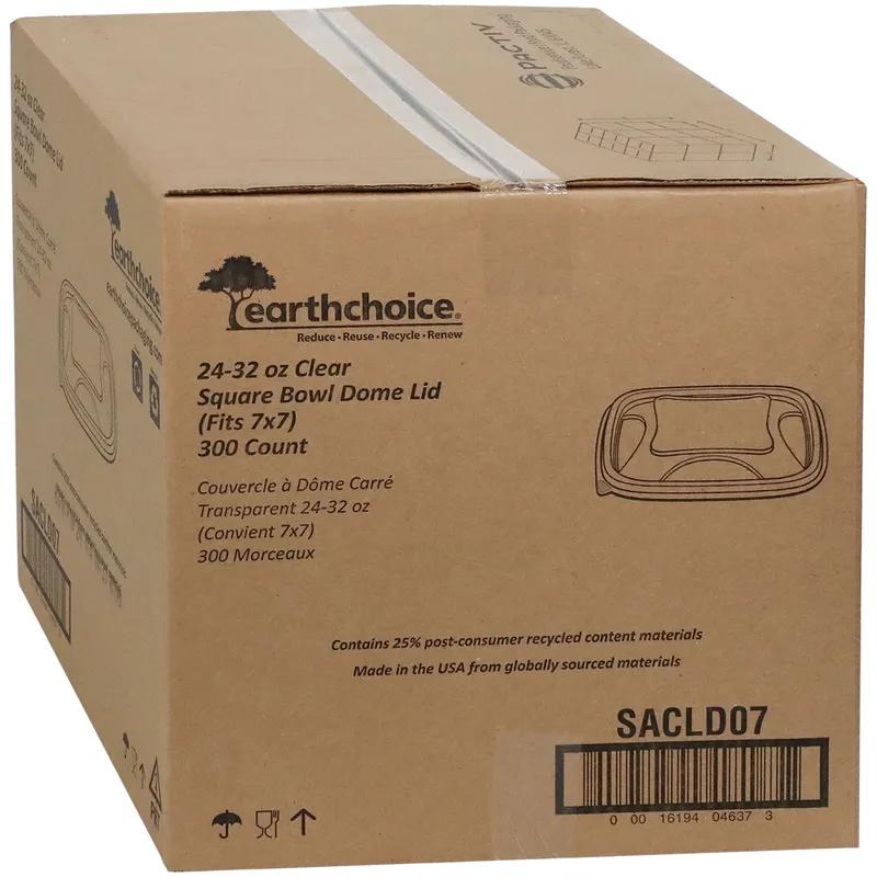 Lid Dome 7.375X7.375X0.83 IN RPET Clear Square For 24-32 OZ Bowl 300/Case