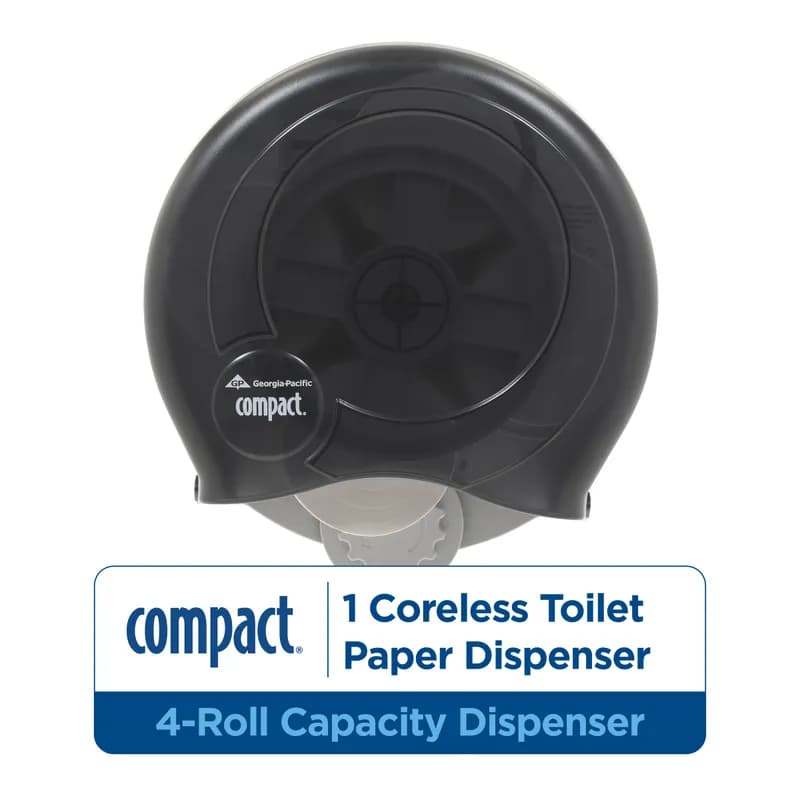 Compact® Toilet Paper Dispenser 5.5X14X13 IN Smoke High Capacity Coreless 4-Roll 1/Each