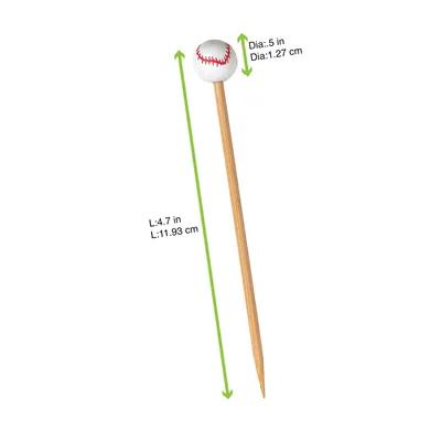 Skewer 4.7 IN Bamboo Natural Baseball 100 Count/Pack 10 Packs/Case 1000 Count/Case