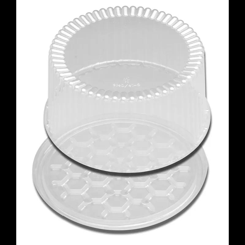 DisplayCake® Cake Container & Lid Combo With High Dome Lid 2-3 Layer 9 IN PS Clear Round 80/Case