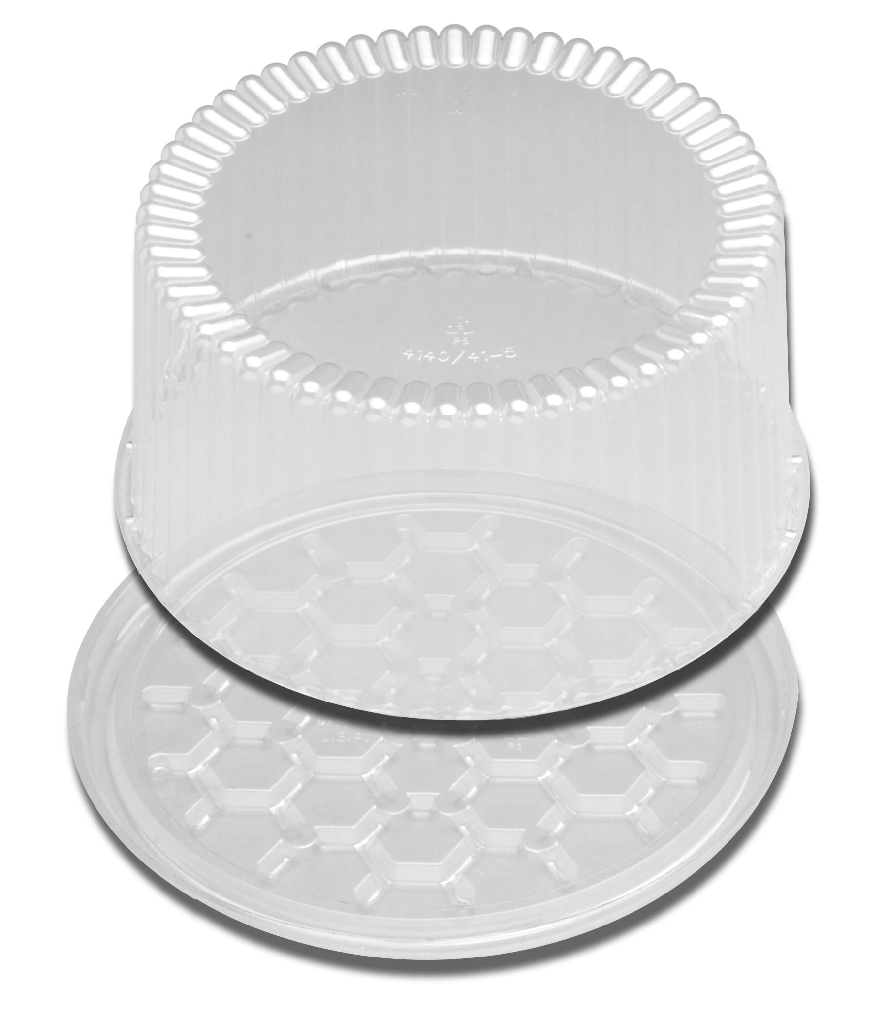 DisplayCake® Cake Container & Lid Combo With High Dome Lid 2-3 Layer 9 IN PS Clear Round 80/Case