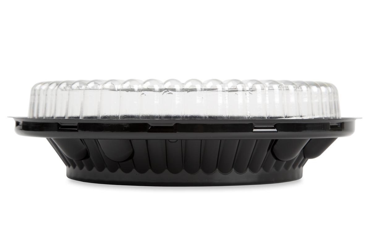 DisplayPie® Pie Container & Lid Combo With Low Dome Lid 9 IN PS Black Clear Round 160/Case