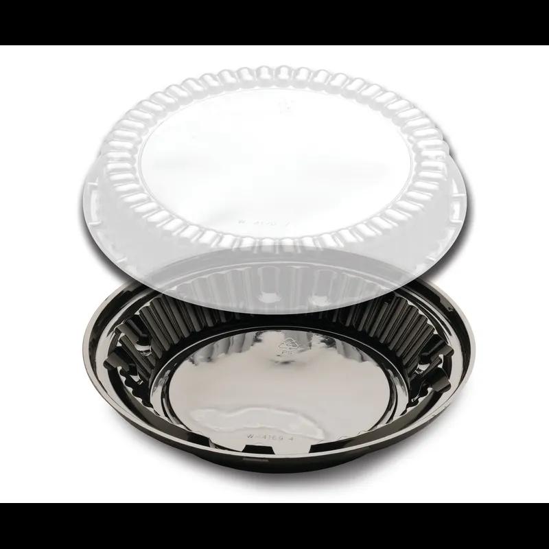 DisplayPie® Pie Container & Lid Combo With Low Dome Lid 9 IN PS Black Clear Round 160/Case