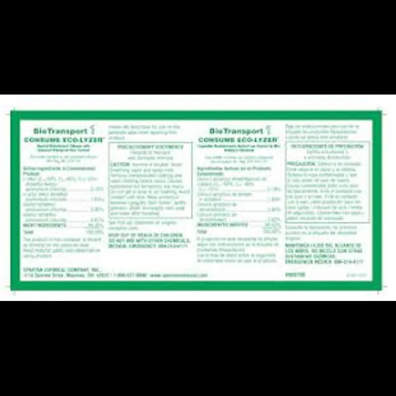Biotransport Consume Eco-Lyzer Product Label Vinyl White 1/Each