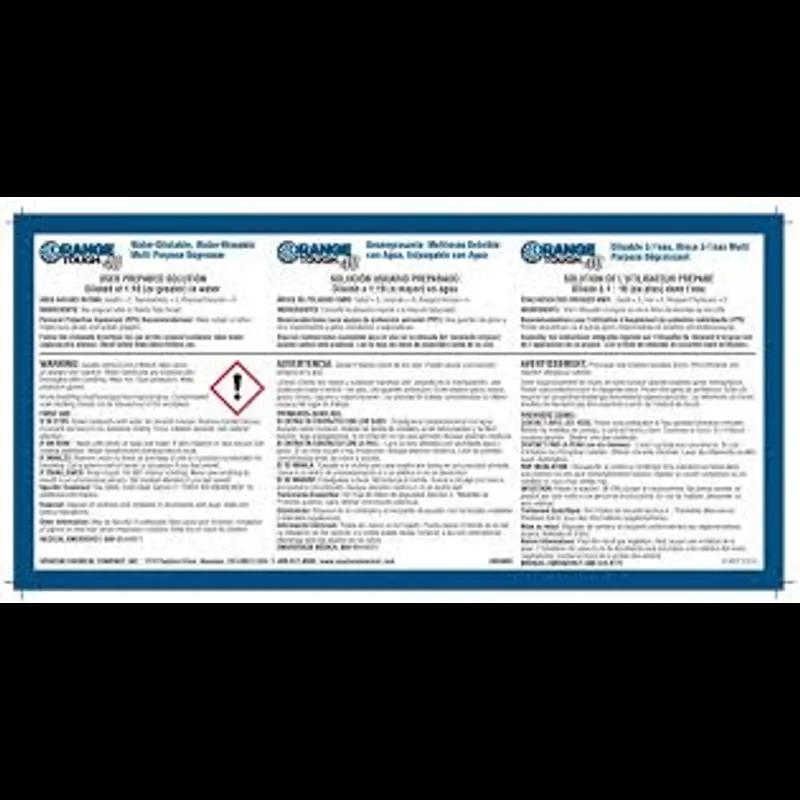 Orange Tough 40 Degreaser Product Label Paper 1/Each
