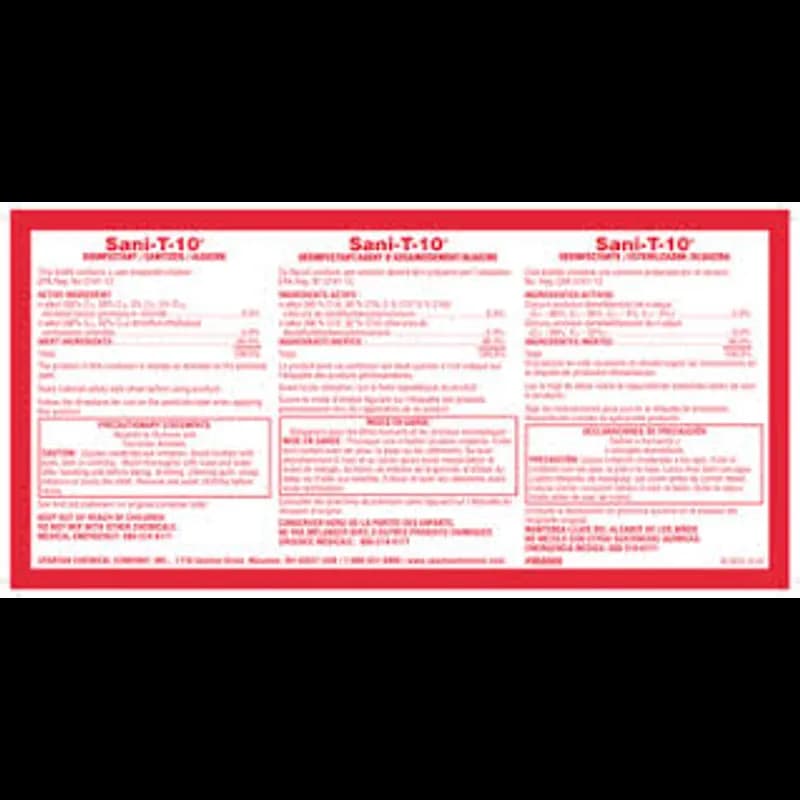 Sani-T-10 Product Label Vinyl White 1/Each