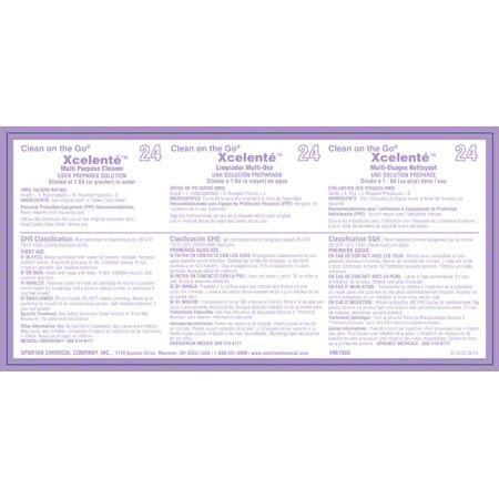 Clean on the Go Xcelente 24 Product Label Vinyl White 1/Each