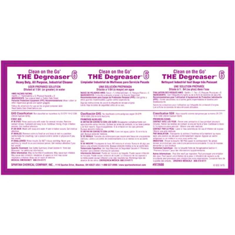 #6 Degreaser Clean On The Go Product Label 1/Each