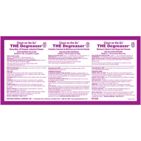 #6 Degreaser Clean On The Go Product Label 1/Each