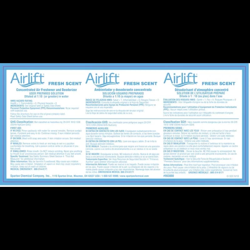 Airlift® Fresh Scent Product Label Paper 1/Each