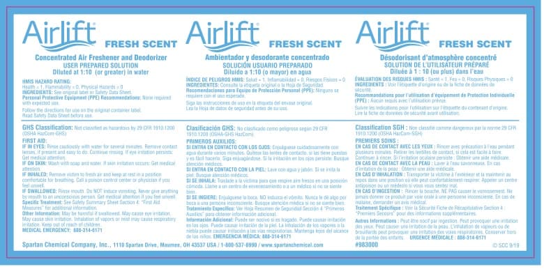 Airlift® Fresh Scent Product Label Paper 1/Each