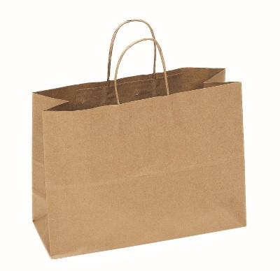 Tulsack® Shopper Bag 16X6X12 IN Paper 63# Kraft With Handle 250/Case