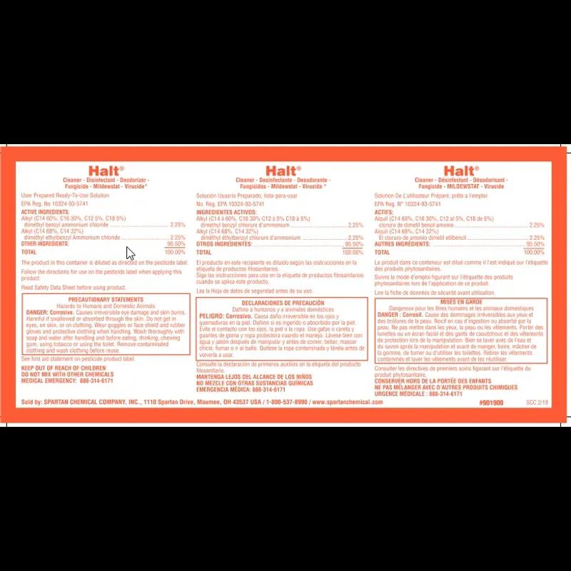 Halt Clean on the Go Product Label Vinyl White 1/Each