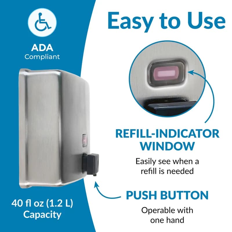 ConturaSeries® Soap Dispenser Liquid 1500 mL Silver Manual Surface Mount 1/Each