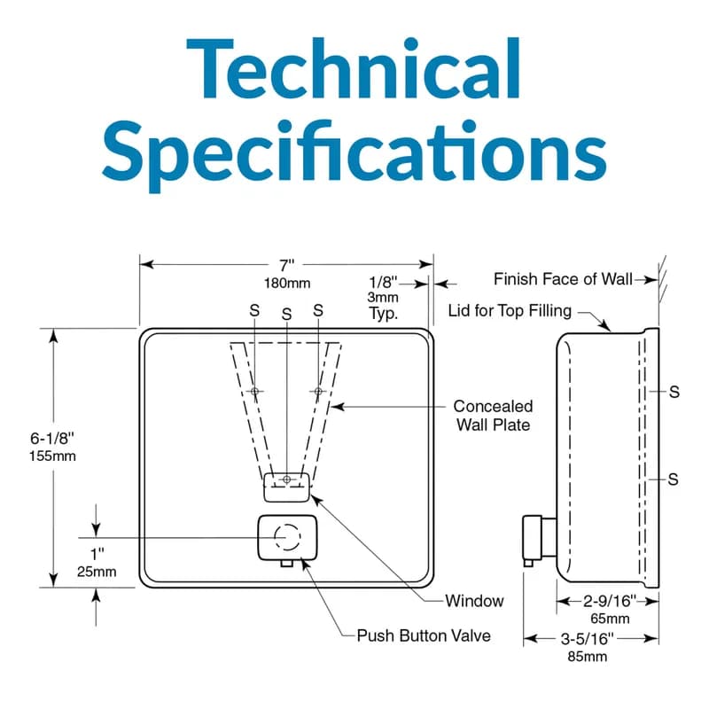 ConturaSeries® Soap Dispenser Liquid 1500 mL Silver Manual Surface Mount 1/Each