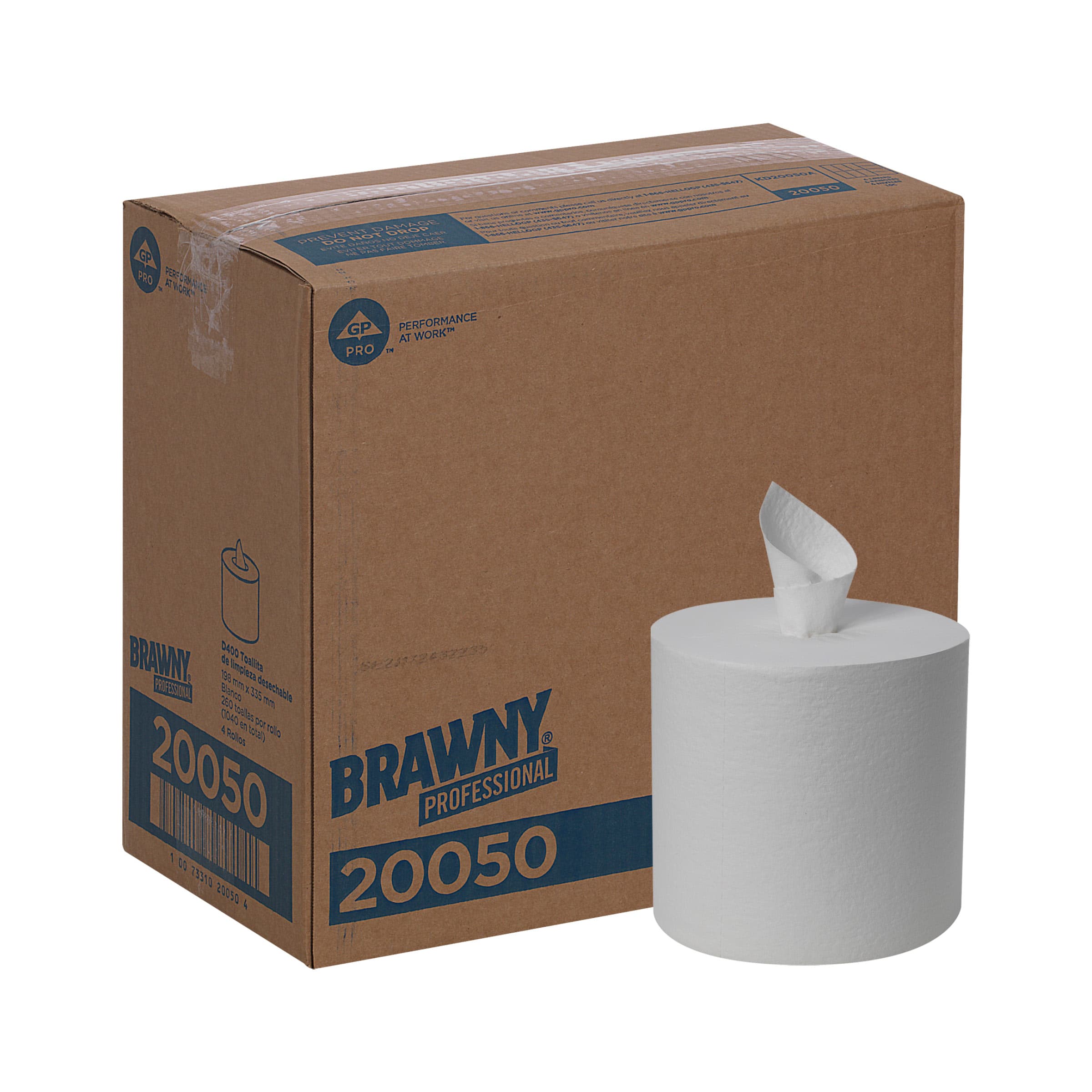 Brawny® Professional Roll Paper Towel 13.2X7.8 IN 1PLY White Centerpull 8.5IN Roll 260 Sheets/Pack 4 Packs/Case