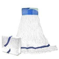 Mop Head Medium (MED) White Synthetic Fiber Rayon Cotton Loop End 12/Case
