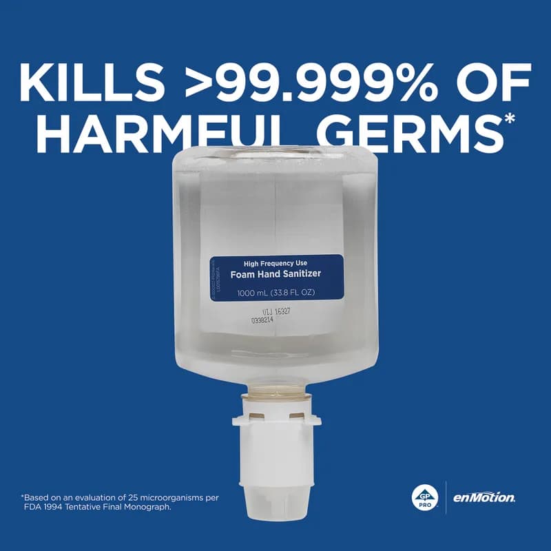 enMotion® Hand Sanitizer Foam 1000 mL Unscented Fragrance Free Clear Dye Free High Frequency 2/Case