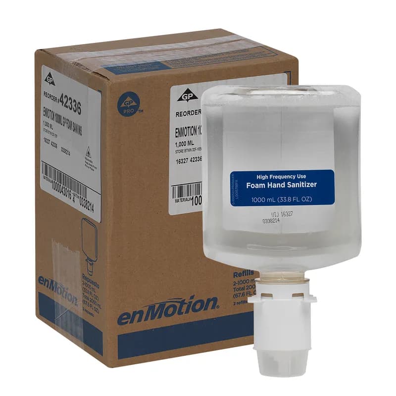 enMotion® Hand Sanitizer Foam 1000 mL Unscented Fragrance Free Clear Dye Free High Frequency 2/Case