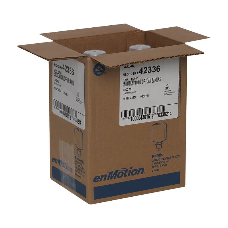 enMotion® Hand Sanitizer Foam 1000 mL Unscented Fragrance Free Clear Dye Free High Frequency 2/Case