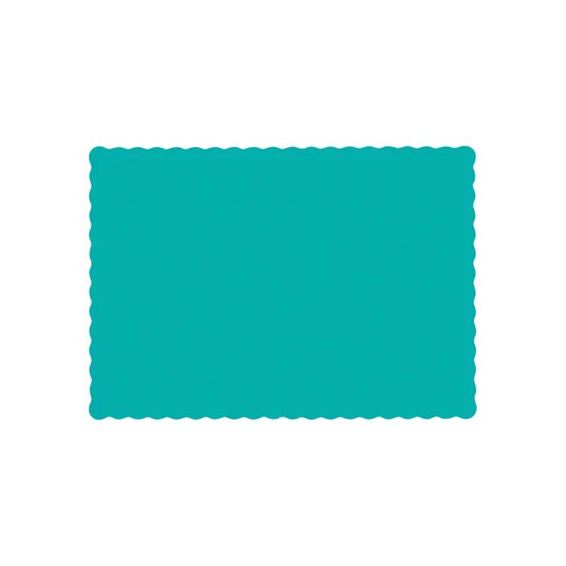 Placemat 10X14 IN Teal Paper Scalloped Embossed 1000/Case
