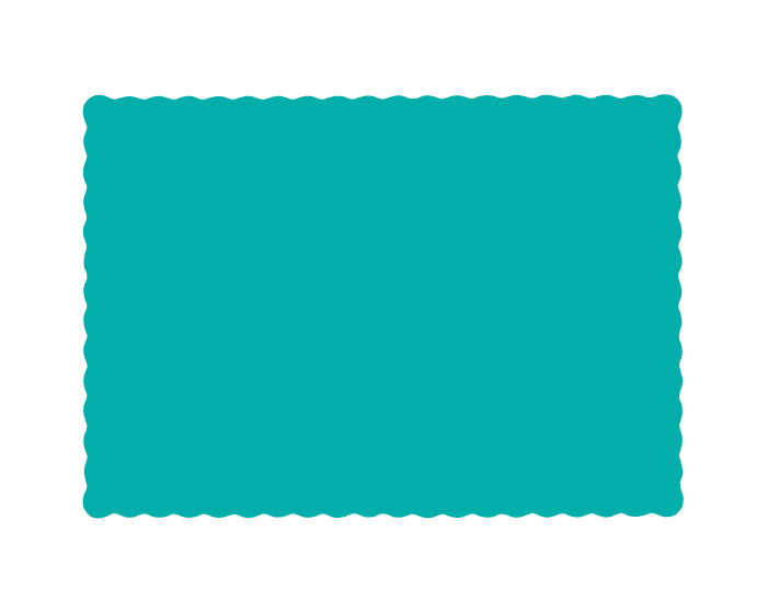 Placemat 10X14 IN Teal Paper Scalloped Embossed 1000/Case