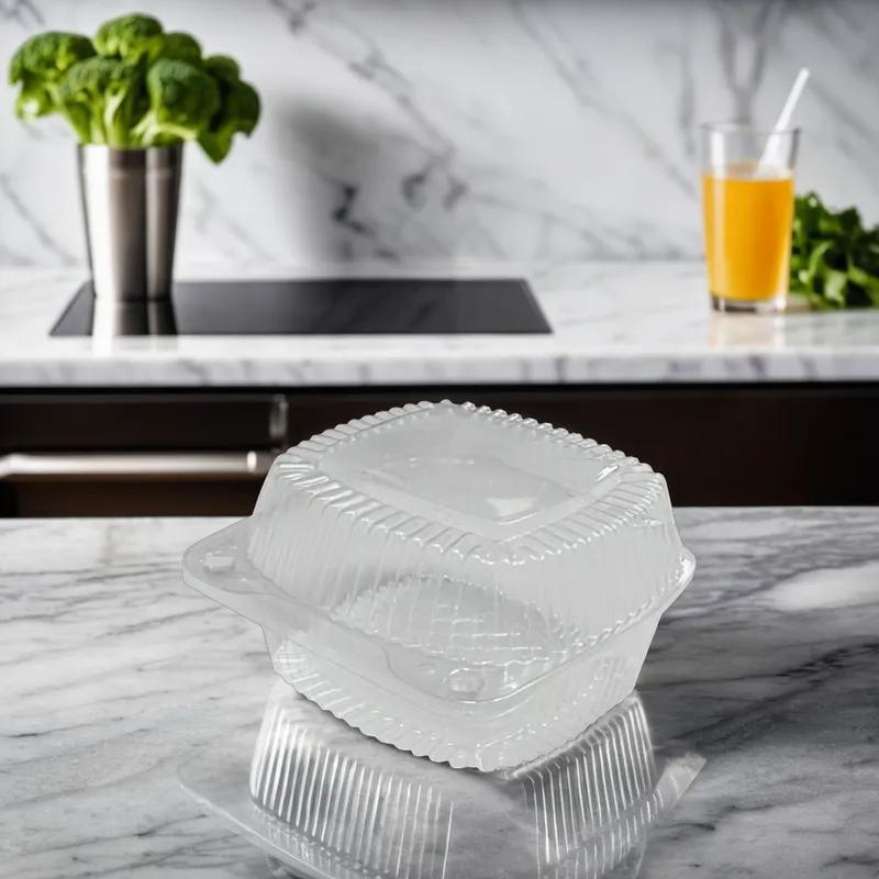 WNA Atrium Take-Out Container Hinged With Dome Lid Small (SM) 5X5X3.18 IN OPS Clear Square 500/Case