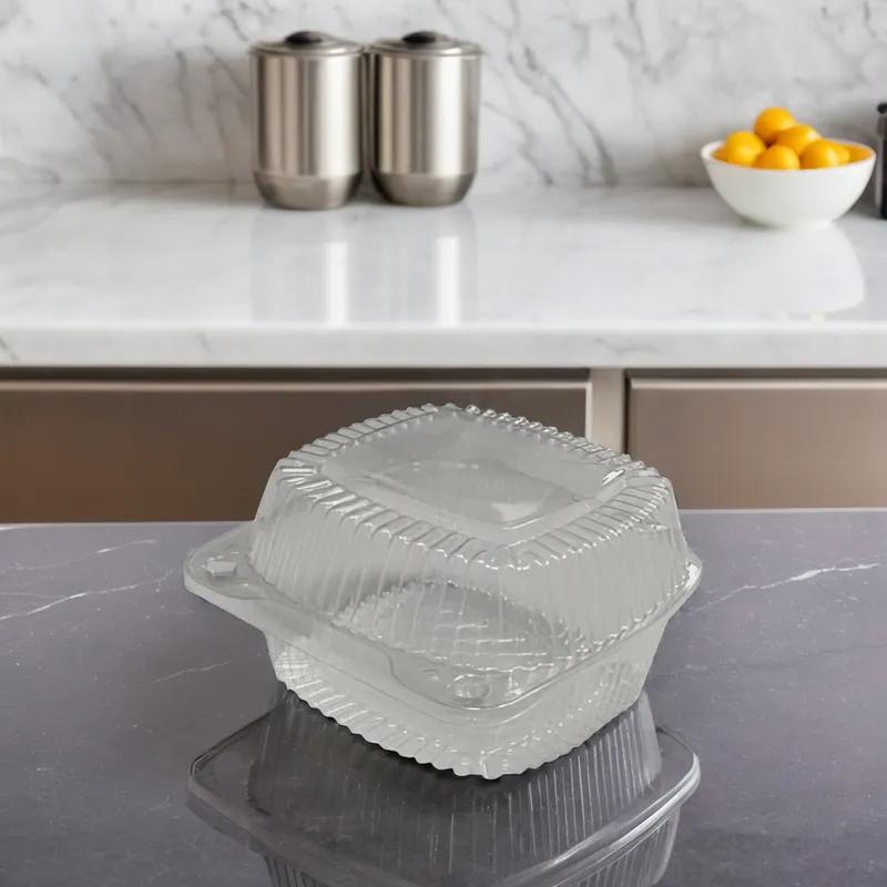 WNA Atrium Take-Out Container Hinged With Dome Lid Small (SM) 5X5X3.18 IN OPS Clear Square 500/Case