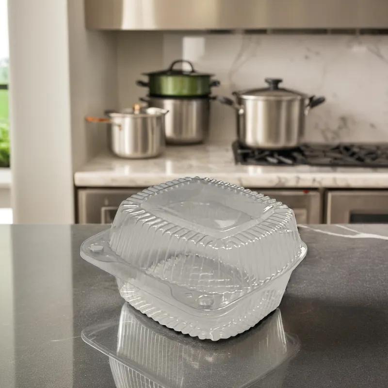 WNA Atrium Take-Out Container Hinged With Dome Lid Small (SM) 5X5X3.18 IN OPS Clear Square 500/Case