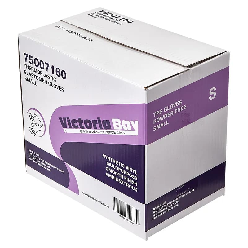 Victoria Bay Gloves Small (SM) TPE Disposable Powder-Free Hybrid 1000/Case