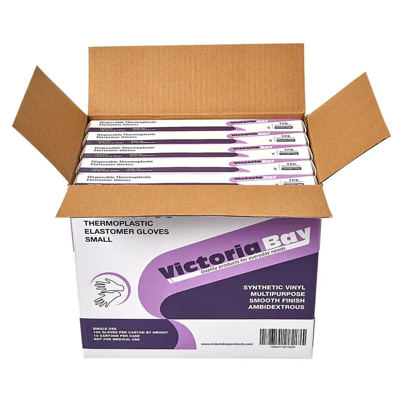 Victoria Bay Gloves Small (SM) TPE Disposable Powder-Free Hybrid 1000/Case