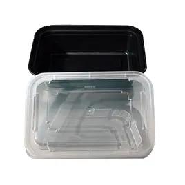 Tripak® Take-Out Container Base & Lid Combo With Dome Lid 12 OZ Plastic Black Clear Rectangle Microwave Safe 150/Case