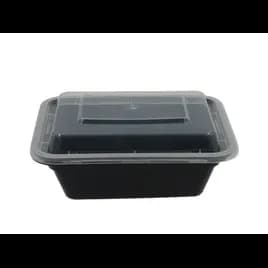 Tripak® Take-Out Container Base & Lid Combo With Dome Lid 12 OZ Plastic Black Clear Rectangle Microwave Safe 150/Case