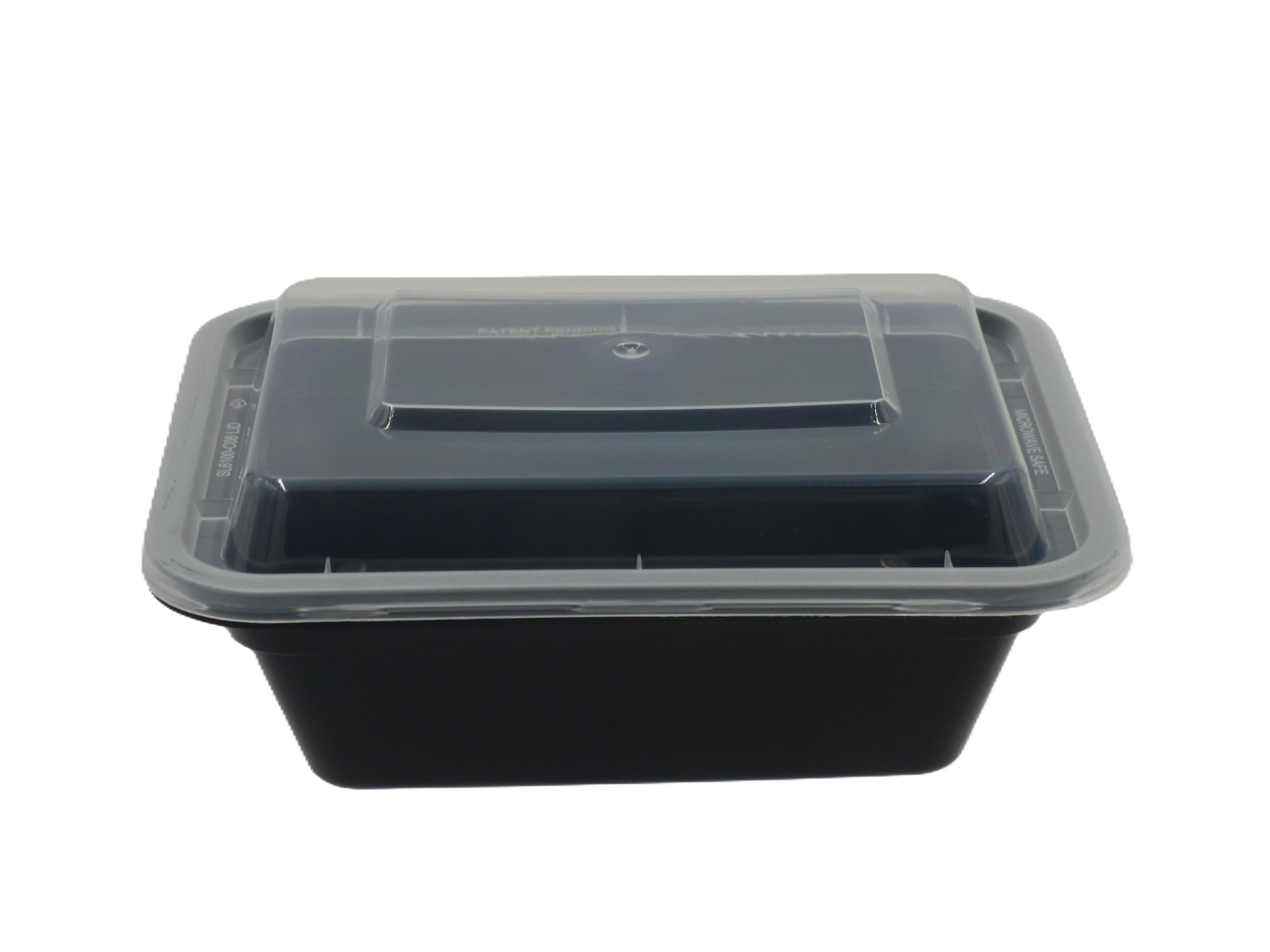 Tripak® Take-Out Container Base & Lid Combo With Dome Lid 12 OZ Plastic Black Clear Rectangle Microwave Safe 150/Case