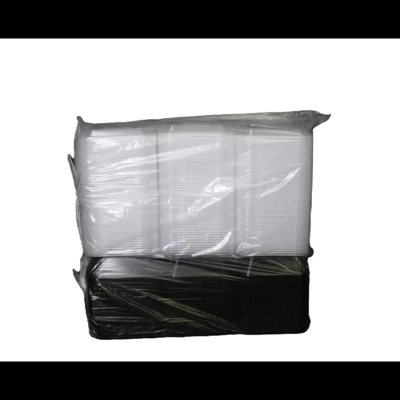 Tripak® Take-Out Container Base & Lid Combo With Dome Lid 12 OZ Plastic Black Clear Rectangle Microwave Safe 150/Case