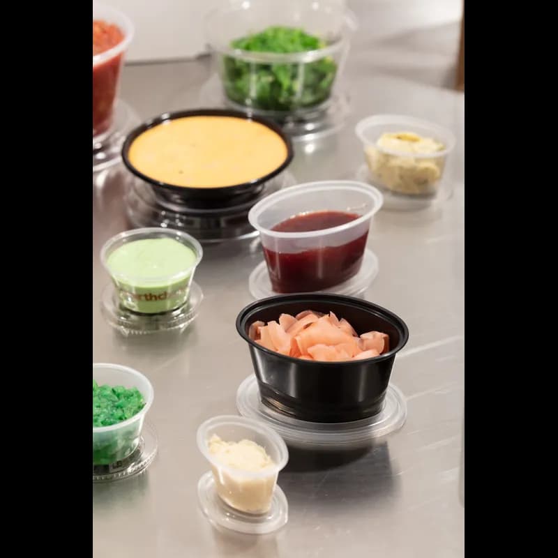 Souffle & Portion Cup Lid Combo 1 OZ PP Clear Oval 1000/Case