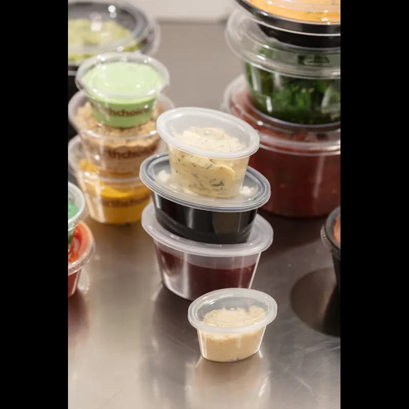 Souffle & Portion Cup Lid Combo 1 OZ PP Clear Oval 1000/Case