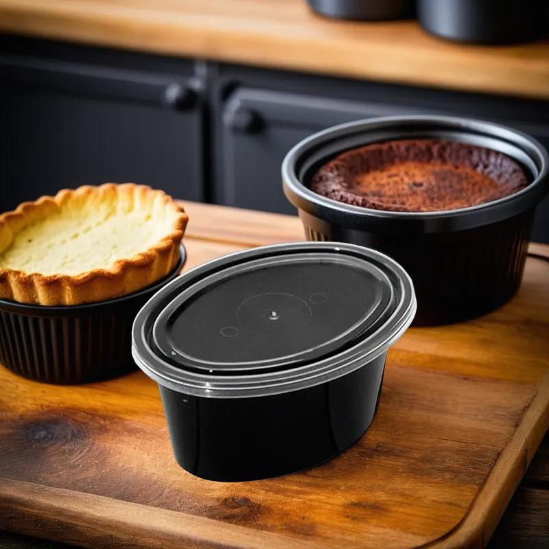 Souffle & Portion Cup Lid Combo 1 OZ PP Black 500/Case