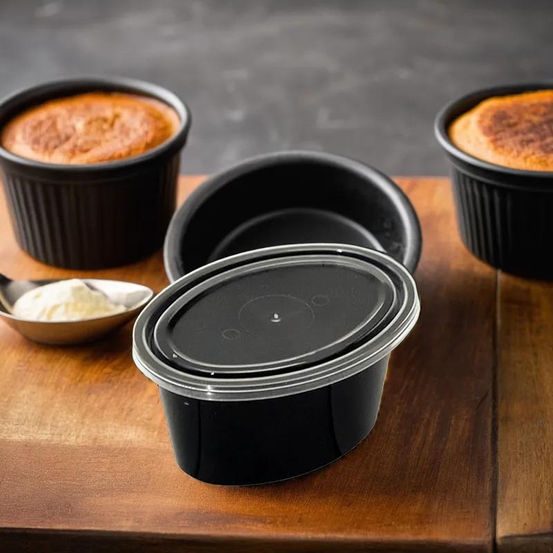 Souffle & Portion Cup Lid Combo 1 OZ PP Black 500/Case