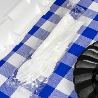 4PC Cutlery Kit PP White Medium Weight With Napkin,Fork,Milk Straw,Spoon 500/Case