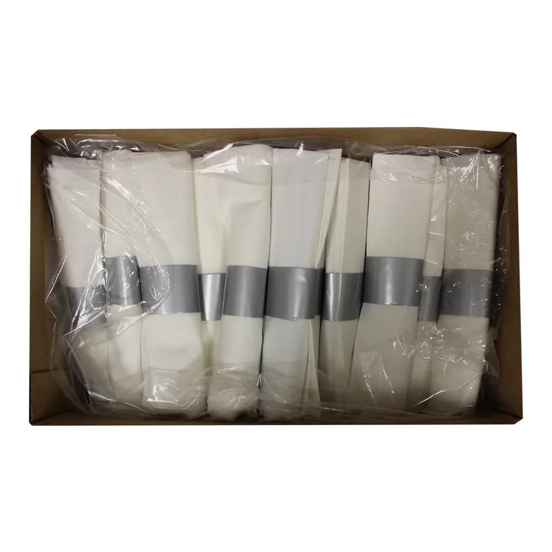 4PC Cutlery Kit PS Silver Hammered Look Pre-Rolled With Napkin,Fork,Knife,Teaspoon 100/Case