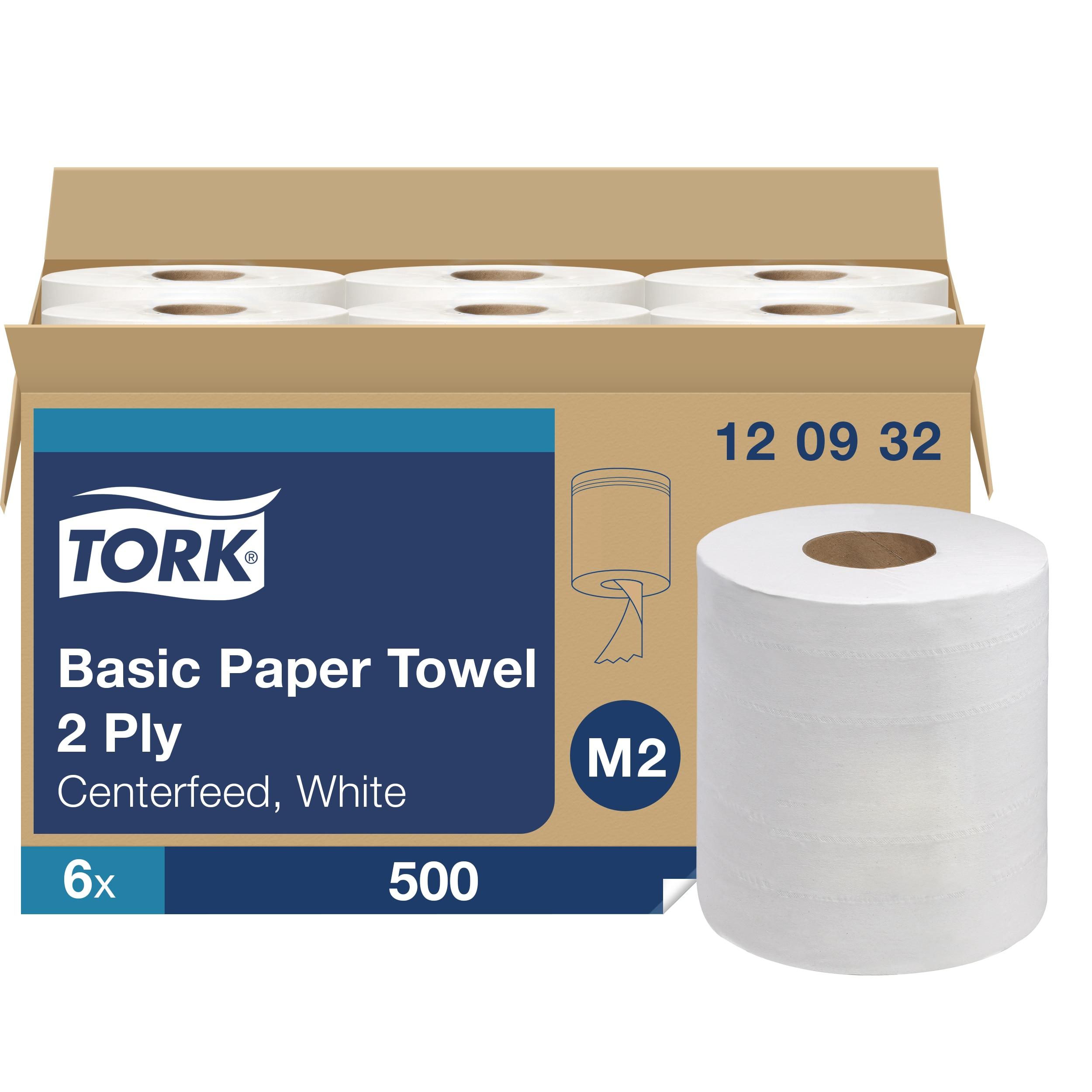 Tork Roll Paper Towel M2 11.82X7.6 IN 492.5 FT 2PLY White Centerfeed Embossed Refill 500 Sheets/Roll 6 Rolls/Case
