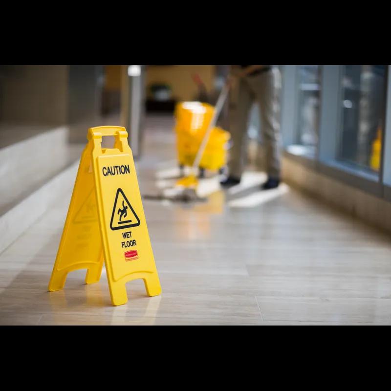 Wet Floor Sign 26 IN Yellow Black 2-Sided 6/Case