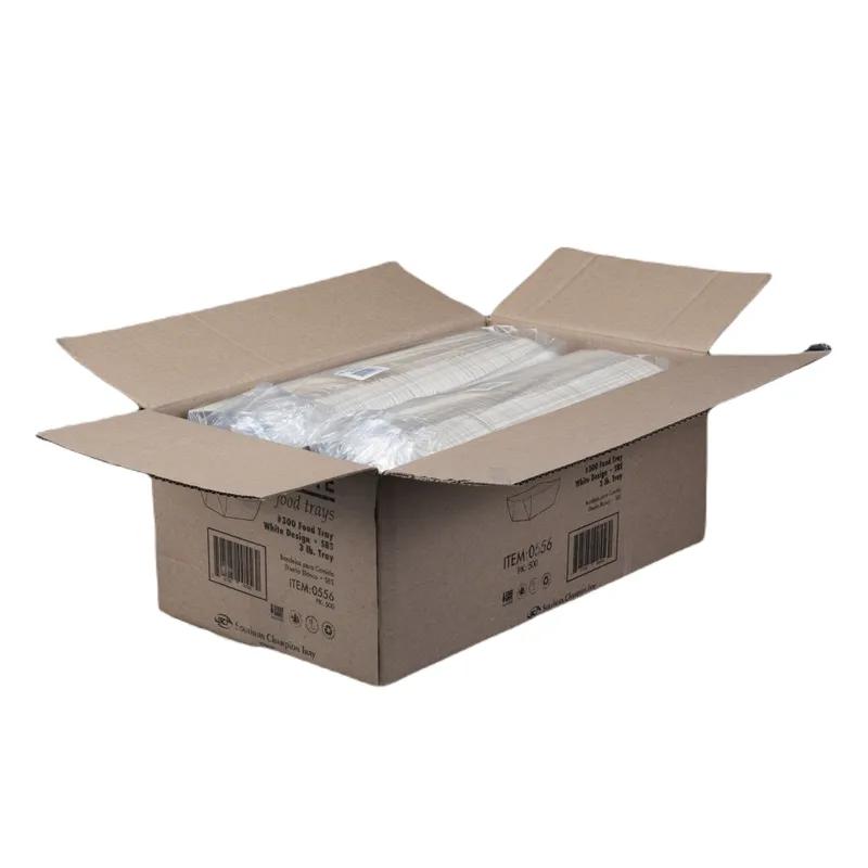 Food Tray 3 LB SBS Paperboard White Rectangle 500/Case