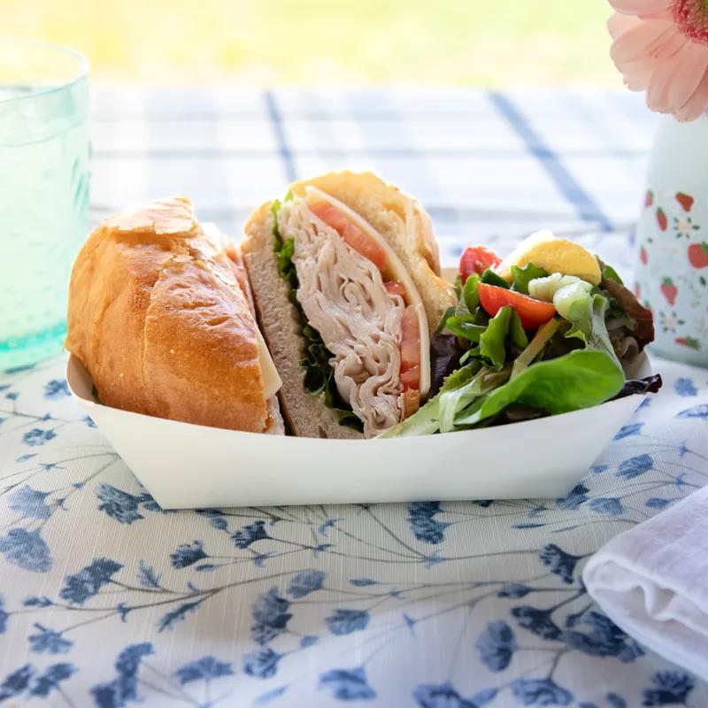 Food Tray 3 LB SBS Paperboard White Rectangle 500/Case