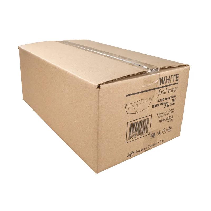 Food Tray 3 LB SBS Paperboard White Rectangle 500/Case